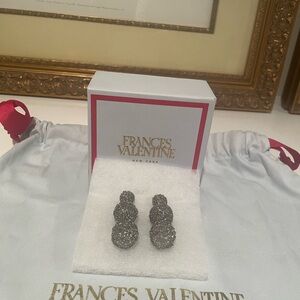 Frances Valentine Large Crochet Sphere Tri Drop Earrings Silver